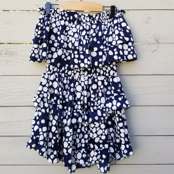 Misa Los Angeles Navy Smocked Ruffle Mini Dress - Picture 6 of 6